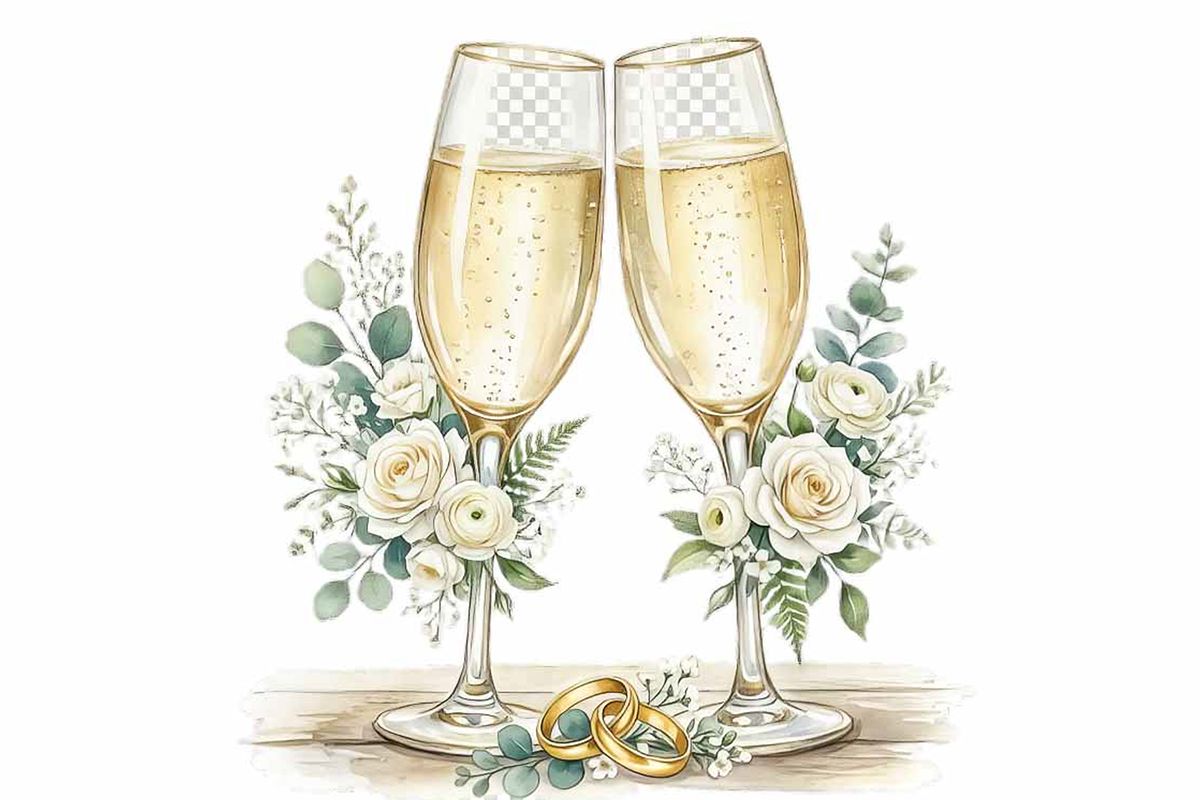 Wedding Champagne Glasses Clipart