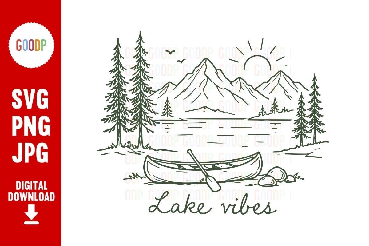 Lake Vibes Mountain Canoe Camping SVG