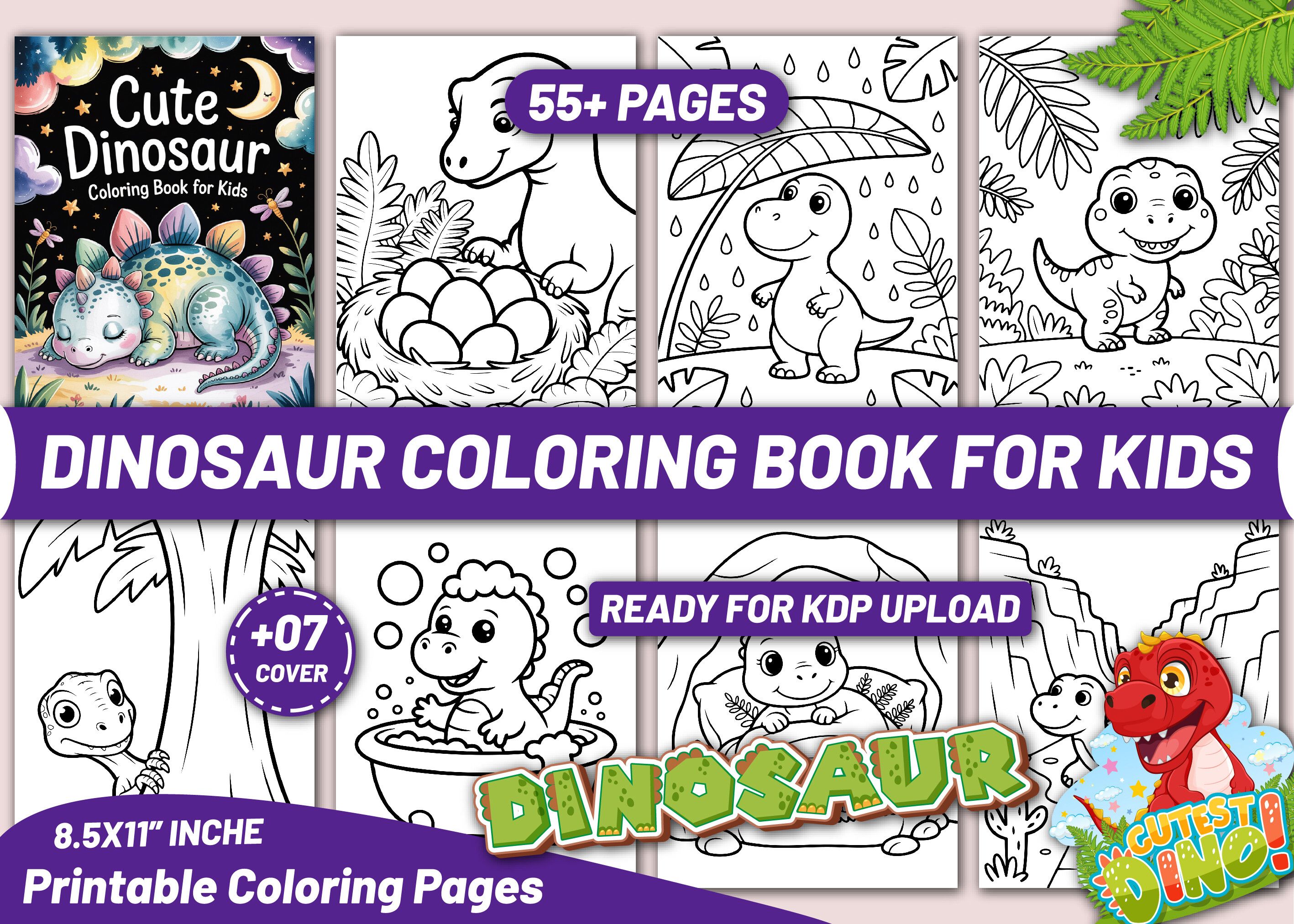 CUTE DINOSAUR COLORING BOOK for KIDS