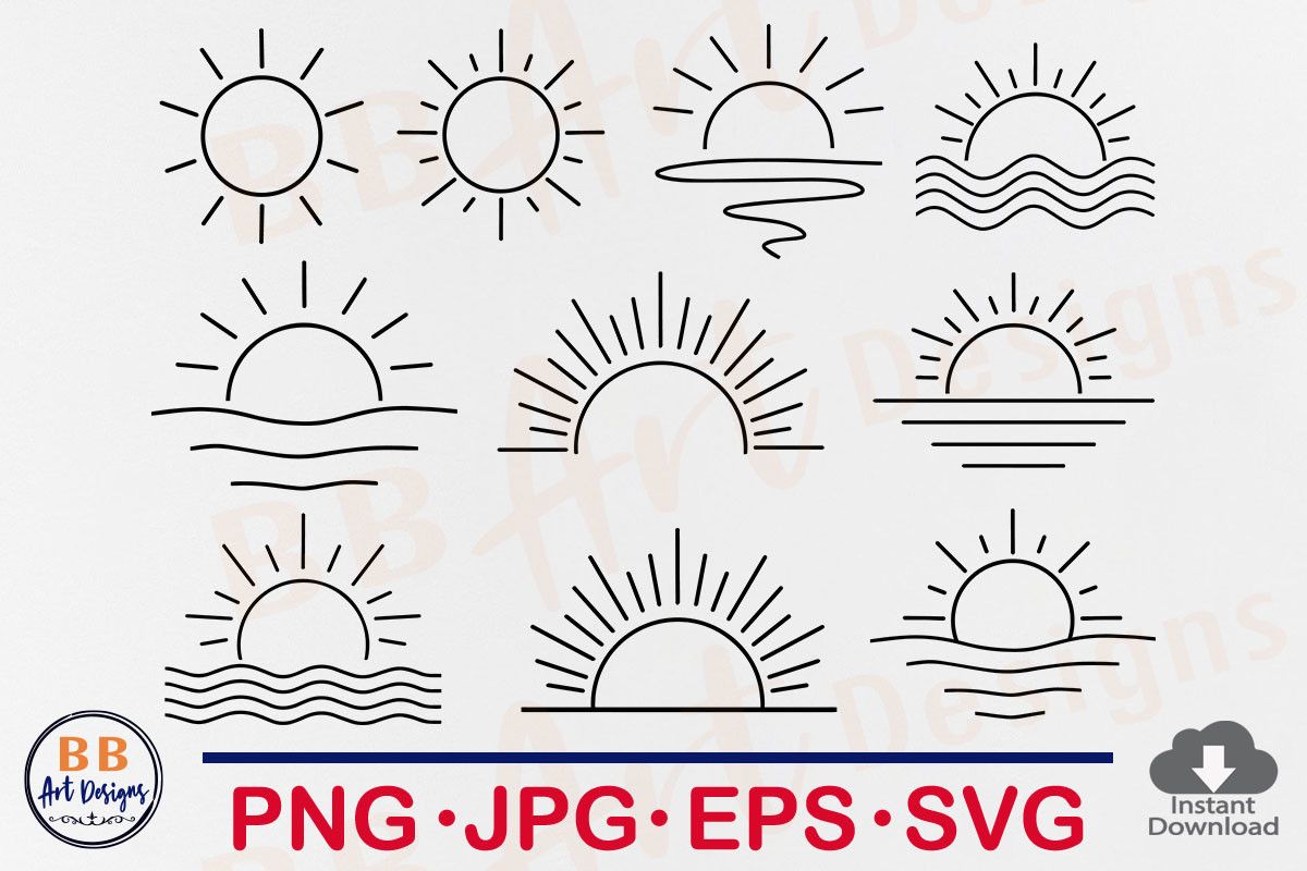 Sun SVG Bundle, Sunrise Clipart Vector